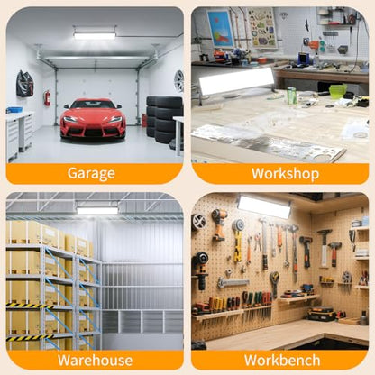 14000LM 100W LED Shop Lights, Plug in Garage Light for Workbench, 2 Pack