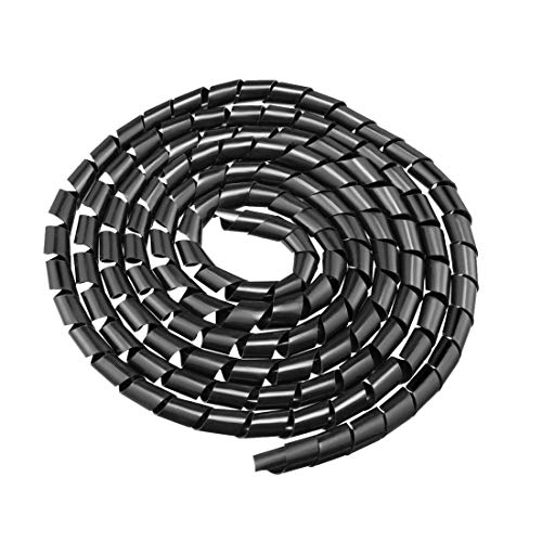 uxcell 14mm Flexible Spiral Cable Wrap Wire Cord Wraps Computer Manage Cord 5M Length Black - size: 11mmx14mmx5000mm