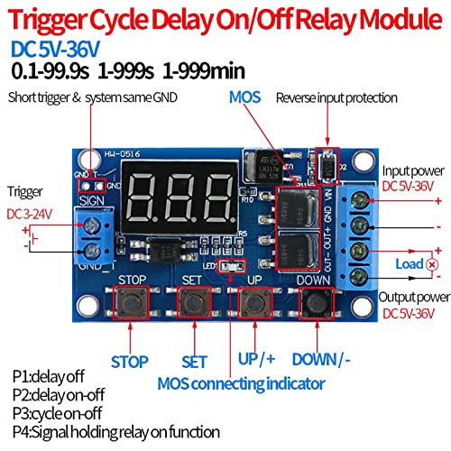 DC 5V-36V Cycle Timer Delay, Programmable Timer Switch Delay Relay Module