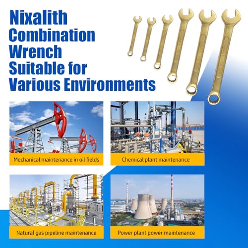 Nixalith Non-Sparking Combination Wrench - 55mm,Aluminum Bronze,Metric,12-Point Spark-free Spanner,Length 455mm,Corrosion-resistance,Low-magnetic - color: 55mm