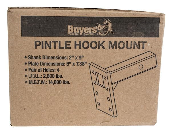 Buyers Products PM87 Pintle Hook Mount 3-Position 2 Inch Receiver Black - size: 9 in. Shank, style: 3-Position