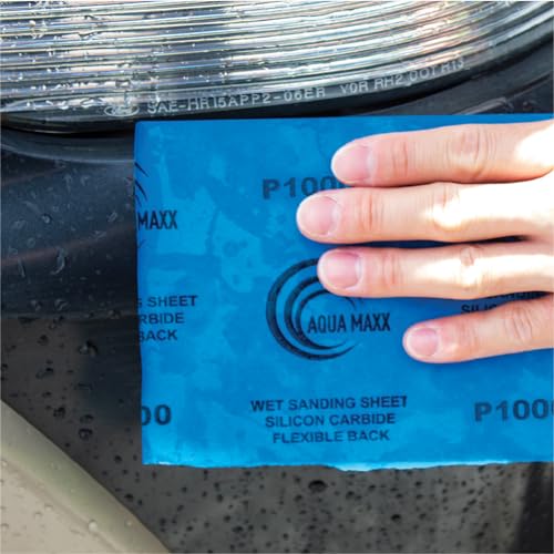 Aqua Maxx Wet Dry Sandpaper Sheets 1000 Grit, 50 Pack Waterproof Silicon Carbide Abrasive Paper, 9 x 5.5 Inch Fine Finishing Sanding Sheets for Automotive Paint, Woodworking, Metal, Polishing 25933 - style: 1000 Grit