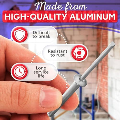 Aluminum Long Rivets 25 Pcs, 3/16 x 1-1/2 Large Dome Head Fasteners
