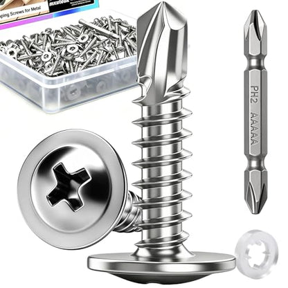 mxuteuk 420PCS #8×3/4" Self Tapping Screws,410 Stainless Steel - size: SV #8×3/4"