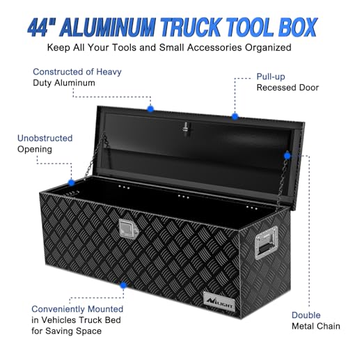 Nilight 44 Inch Truck Tool Box Heavy Duty Aluminum Stripes Plated - size: 44"x15"x15"