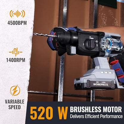 WORKPROX 20V Brushless Cordless Rotary Hammer Drill