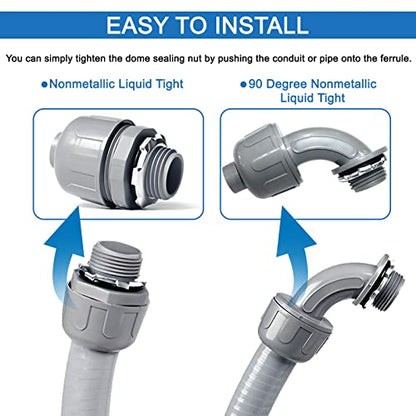 Liquid-Tight Conduit and Connector Kit 1/2 Inch 25 Ft - size: 1/2IN,25FT