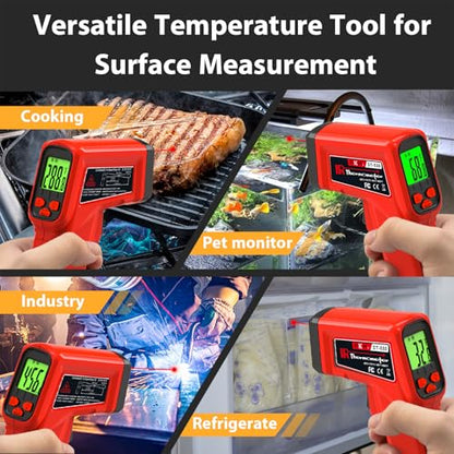 FKM Infrared Thermometer Gun Non-Contact Laser Thermometer Gun -58°F~986°F - color: Red