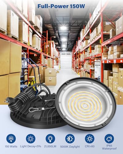150W UFO LED High Bay Light Adjustable Color Temperature 6500K/5000K/3500K