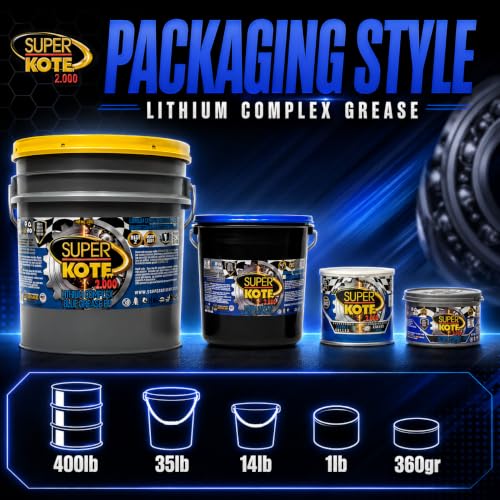 Lithium Complex Grease | Lubricant | Superkote 2000 Multipurpose | NLGI 2 | EP | High Temp | Automotive | Construction | Industry | Gear | Wheel Bearing | Axle | Ball Joint | Blue | 1 LB Can