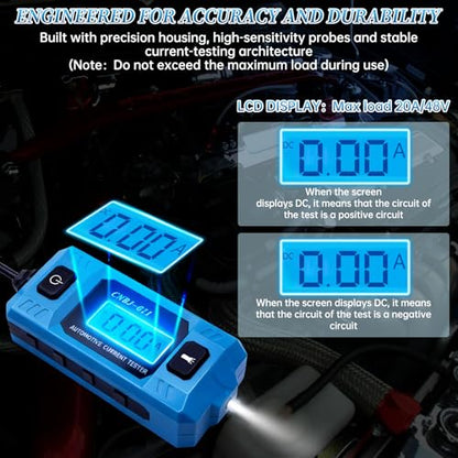 Car Fuse Tester,Automotive Circuit Tester(0.01A~19.99A) with Battery