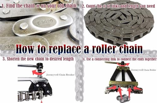 Jeremywell 50 SS Stainless Steel Roller Chain Connecting Link (10PCS)