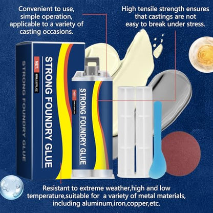 Strong Foundry Glue, Metal Repair Glue,High Temperature Resistant Casting Repair, Magic Welding Glues Premium Liquid Welding Filler for Metal Defects and Repairs(2Pcs-85ml)