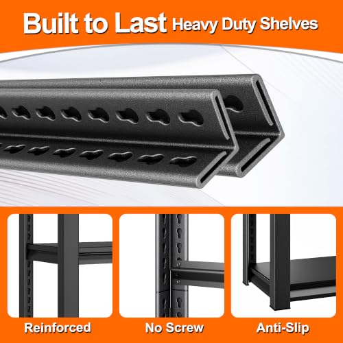 Metal Storage Garage Shelving - 40" W x 16" D x 36" H Black - size: 3T-BK-40"Wx16"D