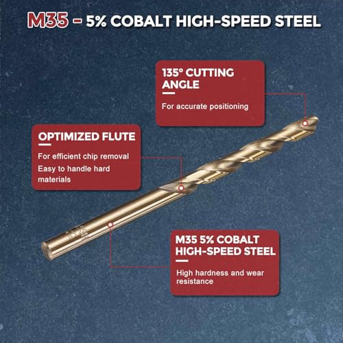 5pcs Drill Bit 5.5mm Diameter M35 5% Cobalt HSS for Metal - size: 5.5mm