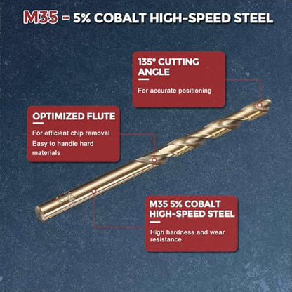 5pcs Drill Bit 5.5mm Diameter M35 5% Cobalt HSS for Metal - size: 5.5mm