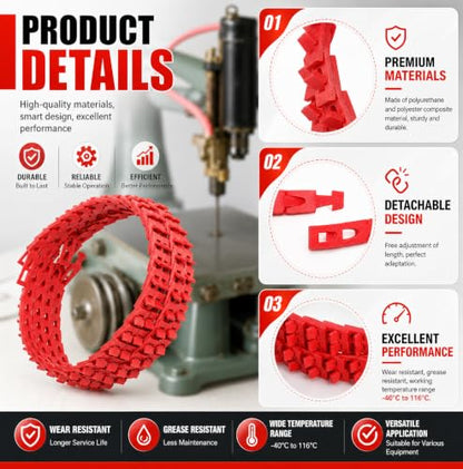 10 Ft x 5/8 Inch Adjustable Link V-Belt, Type B Power Twist Belt, Red - size: 10FT