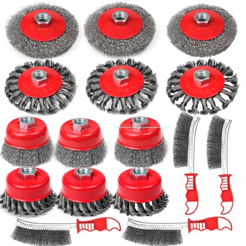 10 Pack Wire Wheel Brush for Angle Grinder & 4pcs Scratch Brushes - size: 16PCS