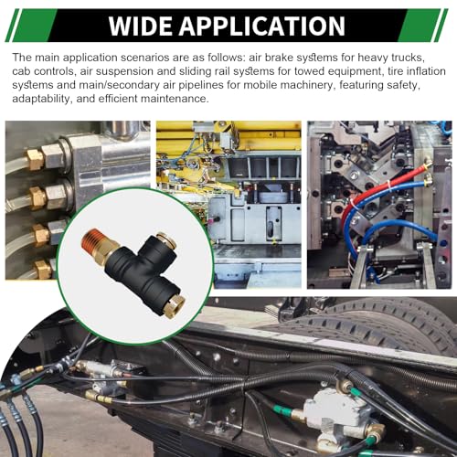DOT Air Brake Line Tee Fittings 3PCS, 3/8" OD × 1/4" Side NPT - color: 3/8" * 3/8" * 1/4" Side NPT 3PCS