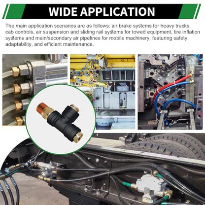 DOT Air Brake Line Tee Fittings 3PCS, 3/8" OD × 1/4" Side NPT - color: 3/8" * 3/8" * 1/4" Side NPT 3PCS