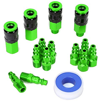 Aluminum Air Fittings, 1/4" NPT, 15 Pieces, Green - color: Green, size: 15 Pieces