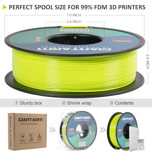 GIANTARM PETG Filament 1.75mm for 3D Printer, Apple Green, 1KG - color: Apple Green