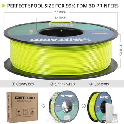 GIANTARM PETG Filament 1.75mm for 3D Printer, Apple Green, 1KG - color: Apple Green
