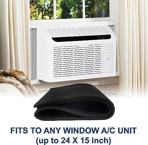 HQRP 2-pack Cut to Fit Foam Filter for Window Air Conditioning Unit, Furnace Unit, AC Vent Filters, Furnace, RV, Range Hood, etc., 24" x 15" x 1/4", Washable & Reusable