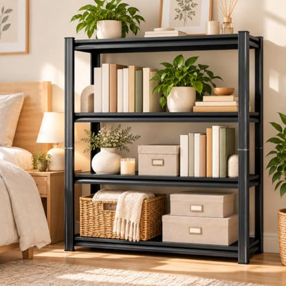 Metal Book shelf, Adjustable Industrial Bookcase with Double-Layer Columns - size: 36"Wx 16"Dx 55"H