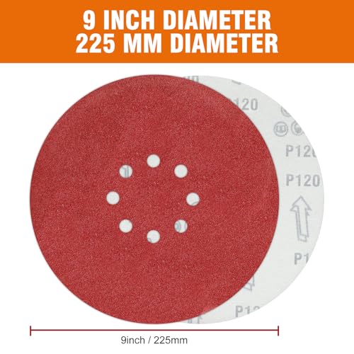 30 PCS 9 Inch Drywall Sanding Discs 120 Grit 8 Hole - color: 8 Hole, size: Grit 120