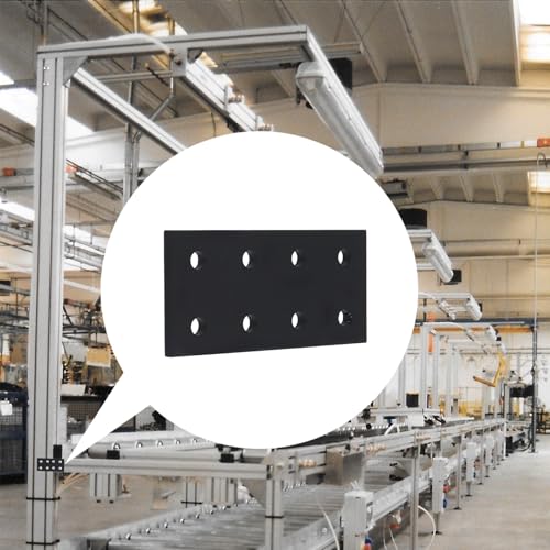 KUMGROT 10 Pcs Black 2020/2040 Series T-Slot Flat Plate Connectors Aluminum - style: 10 Pcs 8 hole Bracket with Bolt Nut