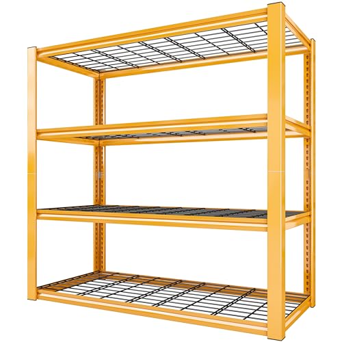 REIBII 40" W Yellow Garage Shelving with Double-Layer Frames for Homeowners - color: Orange