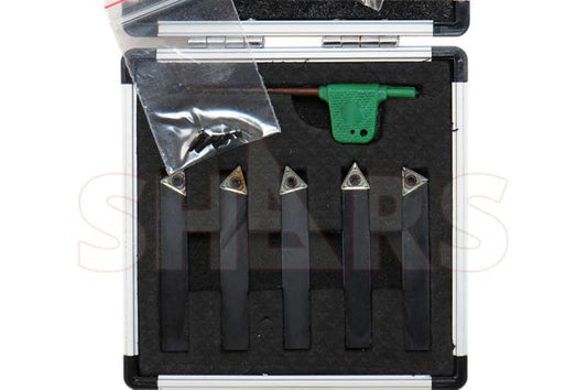 Shars (5 Pcs) 3/8" Indexable Carbide Turning Tool Set 404-1040 P] - size: 3/8" 404-1040