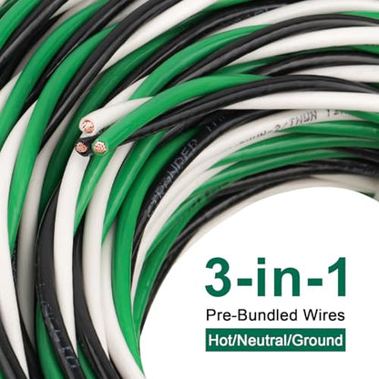 MOOKEERF THHN Wire 12 Gauge 3 Conductor (Black/White/Green) 250FT - OFC Stranded Copper 12 AWG Pre-Twisted Electrical Building Wire 600V with Nylon Jacket for Residential, Industrial, Ground, CNC - size: 12AWG 250FT