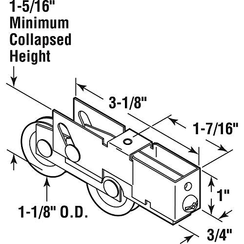 Prime-Line D 1791 Steel Sliding Door Roller, 1-1/8 in. Diameter - size: 1-1/8"