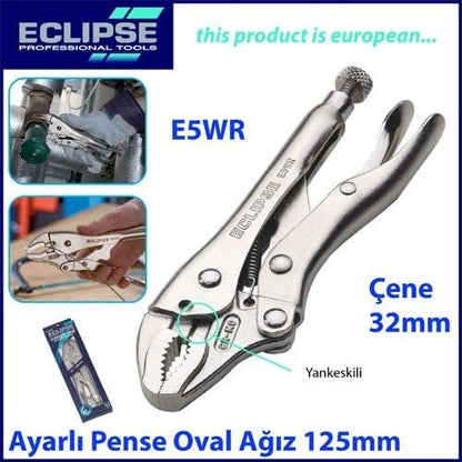 Eclipse Professional Tools E5WR 5 Inch Curved Jaw Locking Pliers with Wire Cutters (5" / 125mm) - size: 1-1/4" Jaw Capacity