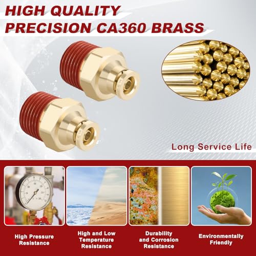 DOT Approved Male Straight Brass Union 1/4" Tube x 3/8" NPT, 4PCS - size: 1/4" OD x 3/8" NPT