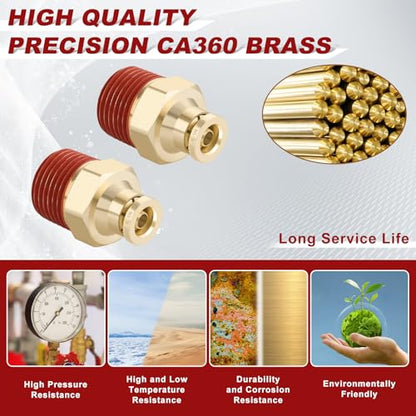 DOT Approved Male Straight Brass Union 1/4" Tube x 3/8" NPT, 4PCS - size: 1/4" OD x 3/8" NPT