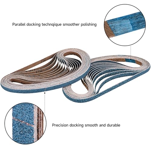 10-Piece Premium 1 x 30 Inch Zirconia Sanding Belts 40-400 Grit - color: Mix Grit, size: 1x30 Inch