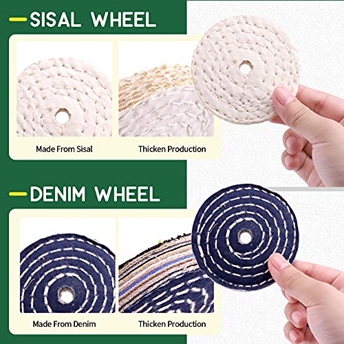 Keadic 8 Pcs 3 Inches Buffing Polishing Wheel Kit 3 pcs Polish Compound, Soft/Fine/Medium/Coarse/Rough Buffer Wheels with 3/8" Arbor Hole Arbor Hole for Bench Grinder - size: 3'' Buffering wheel Kit