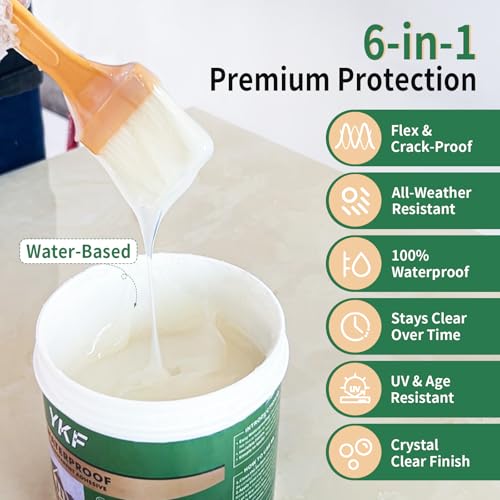 YKF Transparent Waterproof Sealant, Self-Leveling Clear Coating, 12 Fl Oz - size: 12 Fl Oz