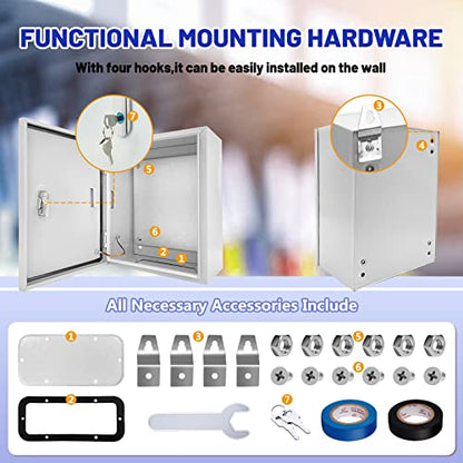Outdoor Electrical Box 16x12x8 NEMA 4X IP66 Waterproof Junction Box - size: 16 x 12 x 8''
