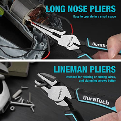 DURATECH 7-Piece Pliers Set with Rolling Pouch,Cr-Ni Construction