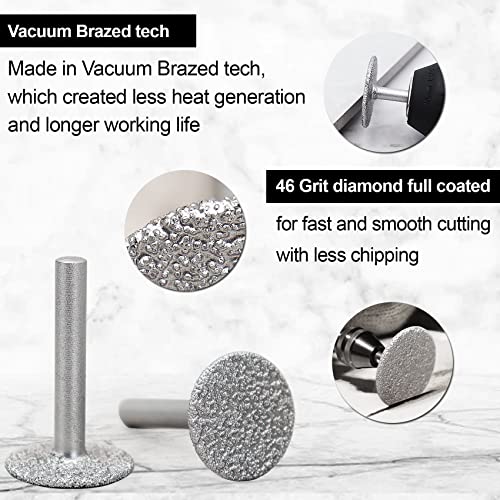 SHDIATOOL 3-Piece 50mm Diamond Wheel for Cutting/Shaping Tiles Marble Brick Granite Concrete with 8mm Shank 46 Grit - size: 50mm