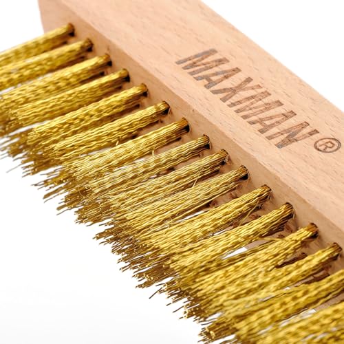MAXMAN Brass Brush 10", 2Pcs Soft Brass Bristle Brush, Rust/Weld Cleaner - style: 2Pcs Soft Brass Bristle Brushes
