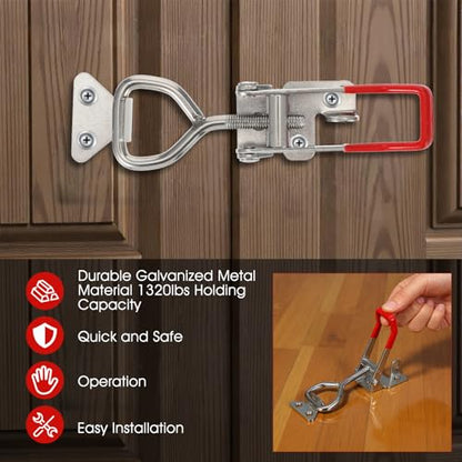 2 Pack 4003 Toggle Latch Clamp, 304 Stainless Steel Adjustable Toggle Latches With Lock Hole, High Loading Capacity Heavy Duty Toggle Clamp for Smoker Lid Jig, ToolBox Case