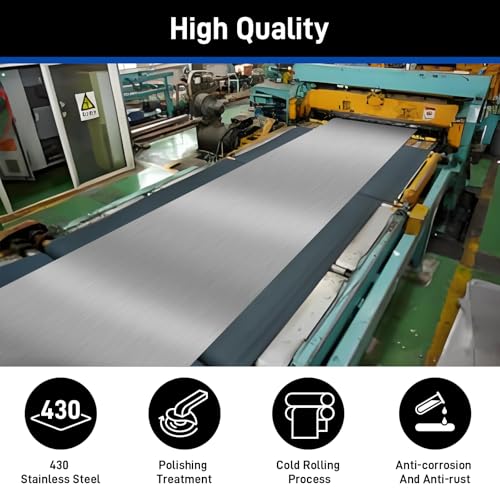 430 Stainless Steel Sheet Metal 96 x 24 Inches 24GA Metal Sheet Panel #4 Brushed Finish with Protective Film for Wall, Food Truck, Restaurant, Kitchen, Floor, Trailer, Garage, Crafting - size: 96 x 24 Inch