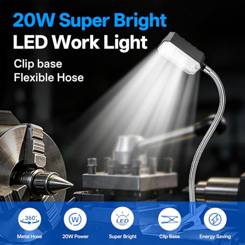 Clamp Lamp Light, 2000 Lumen Sewing Machine Light With Strong Metal Clamp Base, Work Light for Office, Crafting, Lathe, Sewing, Garage Workbench, Woodworking Shop, 98-inch Extended Cord, Silver - color: Silver