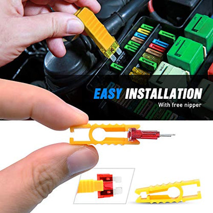 Nilight - 50030R 120 pcs Standard Blade Fuses 5A/7.5A/10A/15A/20A/25A/30A AMP Assorted Set With 5 Pack 12AWG ATC/ATO Inline Fuse Holder, 2 Years Warranty - color: 120Pcs ATC/ATO Fuse + 12AWG Holder 5
