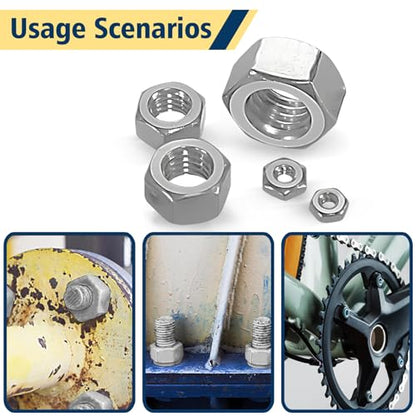 SAE Hex Nut Assortment Kit,150Pcs Stainless Steel（#4-1/2） Nut Set - size: SAE-150